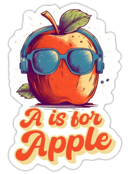 A is for Apple Toddler Kindergarten Preschool - Sticker - white matte - Front