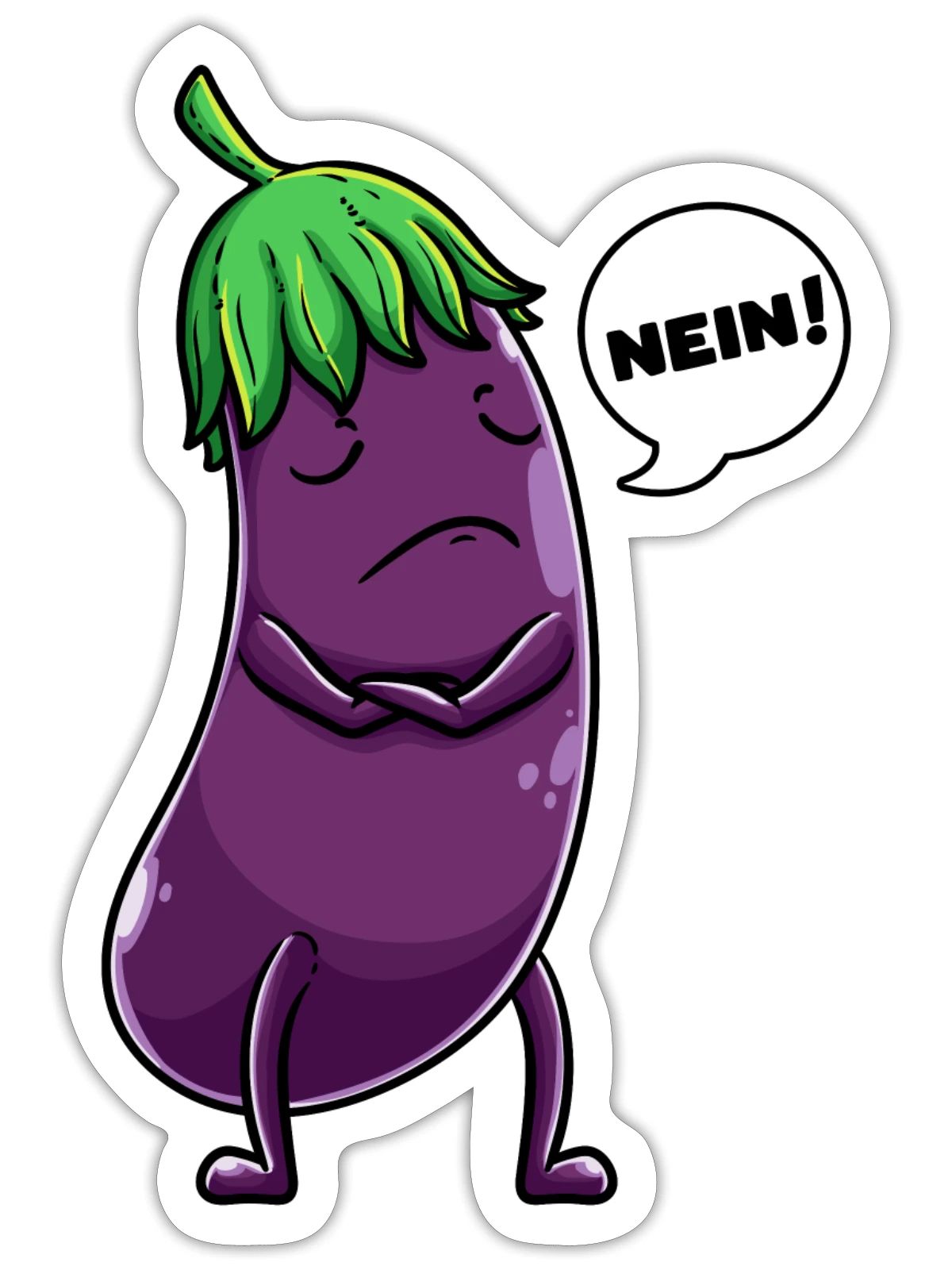 Eggplant Fruit Vegetable Vegetarian - Sticker - white matte - Front