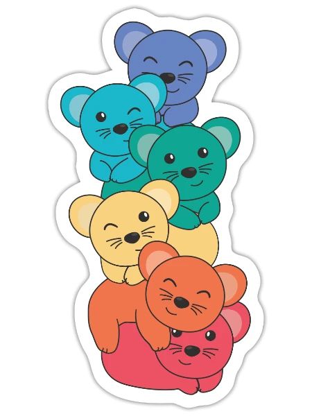 Rainbow Mouse Cute Colorful Mouse For Kids - Sticker - white matte - Front