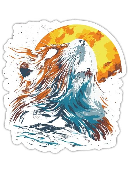 Guinea Pig Cavy Sun - Sticker - white matte - Front