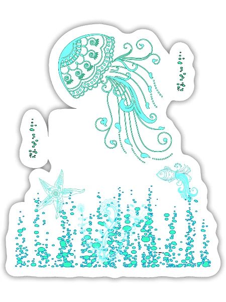 Jelly Fish Ocean - Sticker - white matte - Front