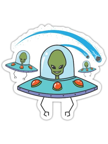 Falling Star with Aliens in the Sky - Sticker - white matte - Front