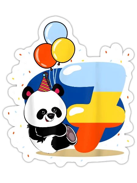 Panda Bday Happy Th Bday - Sticker - white matte - Front