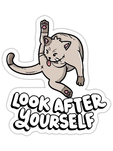 Look After Yourself Kitten Lover Farewell Message - Sticker - white matte - Front