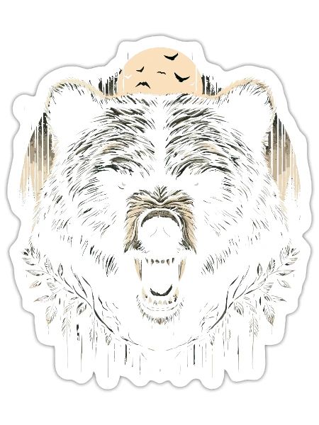 scary bear - Sticker - white matte - Front