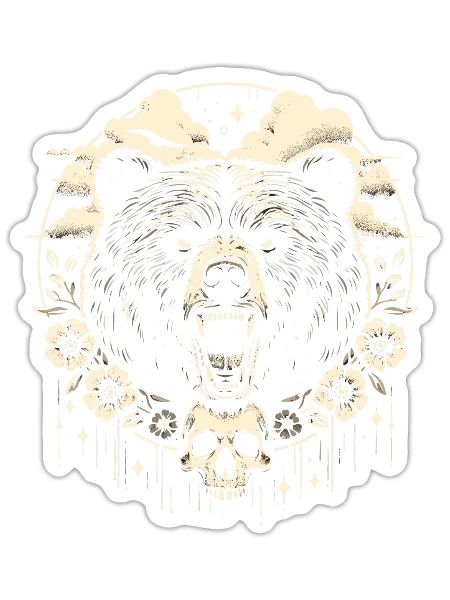 scary bear - Sticker - white matte - Front