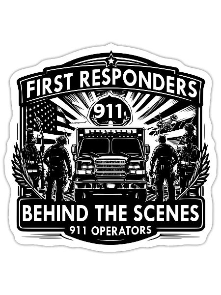 First Responders Behind The Scenes 911 Operators - Sticker - white matte - Front