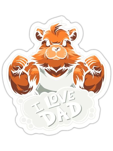Guinea Pig Cavy I Love Dad - Sticker - white matte - Front