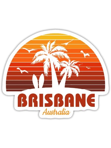 Cool Brisbane Australia Beach Sunset Souvenir - Sticker - white matte - Front