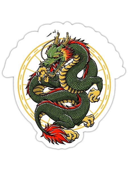 Wood Dragon 2024 Chinese New Year Family Lunar New - Sticker - white matte - Front