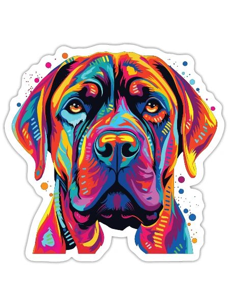 Watercolor Colorful Boerboel - Sticker - white matte - Front