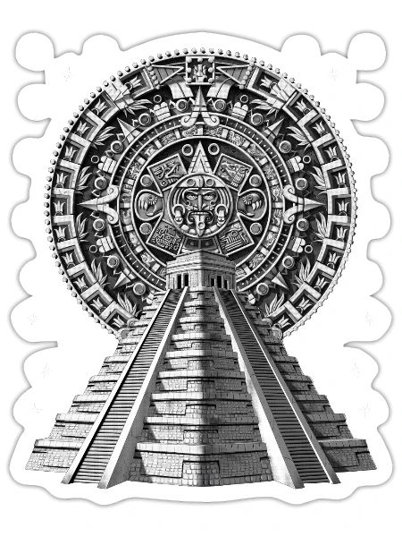 Aztec Pyramid Calendar - Sticker - white matte - Front