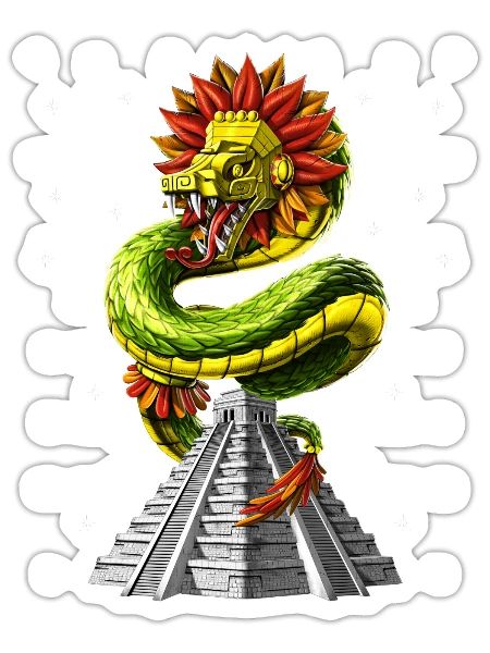 Aztec Pyramid Quetzalcoatl - Sticker - white matte - Front