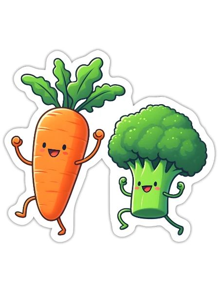 Danse de la carotte et du brocoli - Sticker - blanc mat - Devant