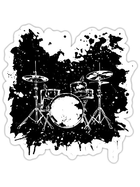 Drum Kit - Sticker - white matte - Front