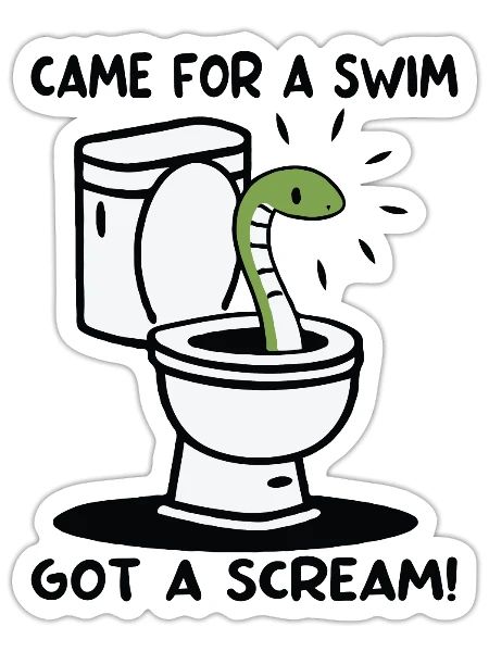 Came For A Swim Got A Scream Funny Snake Meme - Sticker - white matte - Front