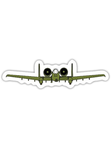 Retro Warplane A10 Thunderbolt Warthog Plane Fight - Sticker - white matte - Front