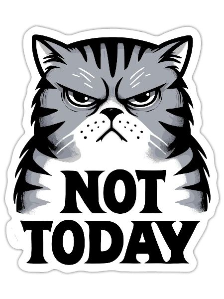 Grouchy Cat Not Today - Sticker - white matte - Front