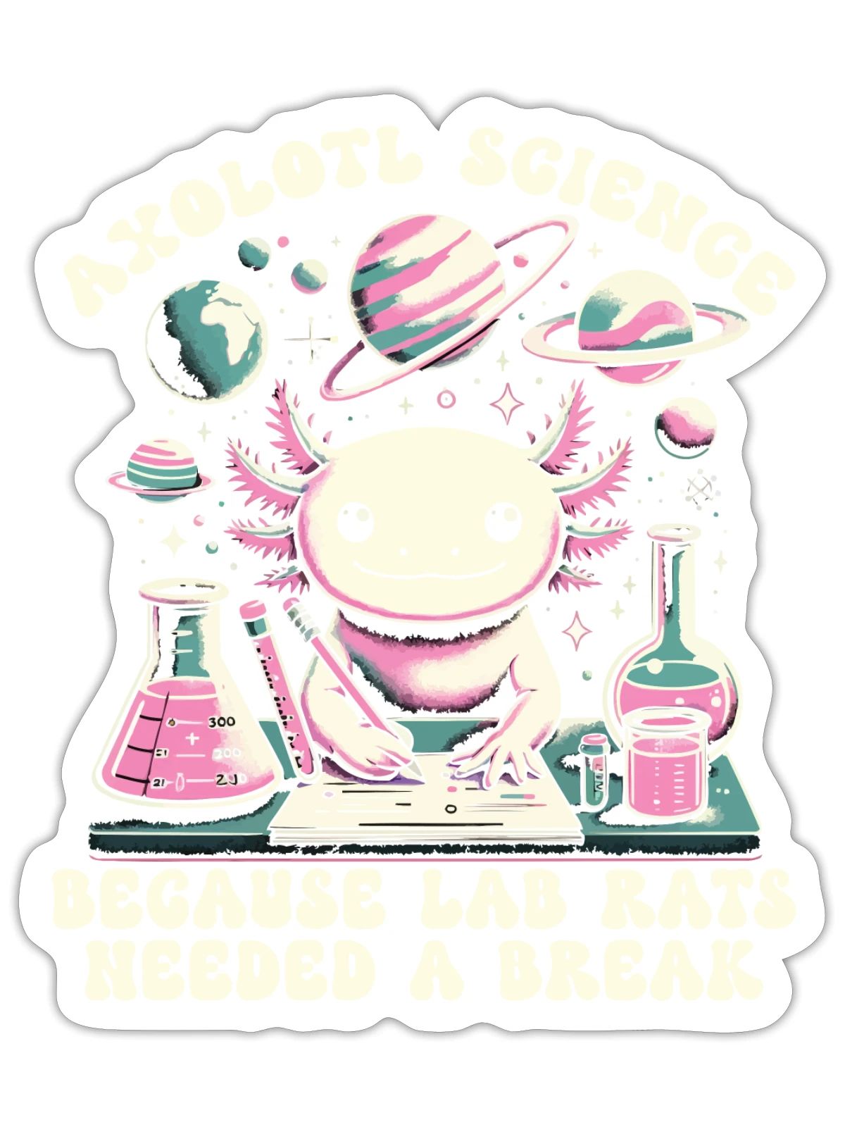 Axolotl Science Teacher Mexican Salamander - Sticker - white matte - Front