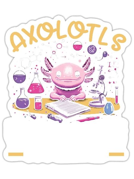 Axolotl Science Teacher Mexican Salamander - Sticker - white matte - Front