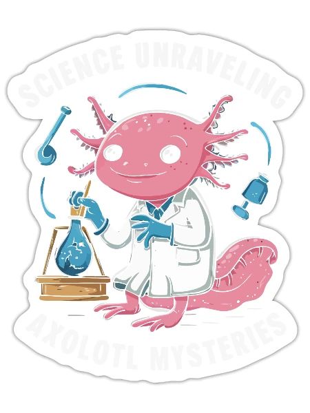 Axolotl Science Teacher Mexican Salamander - Sticker - white matte - Front