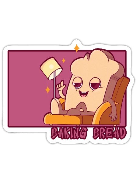 Bread Baking Doodle Chinese Hanzi Bread Dough - Sticker - white matte - Front