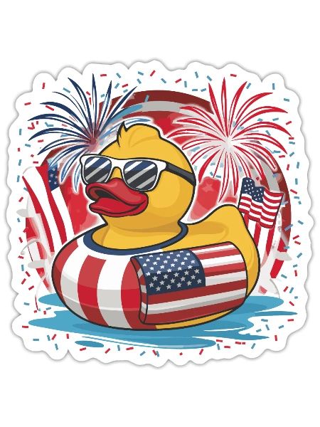 Patriotic Rubber Ducky with American Flag for a - Sticker - white matte - Front