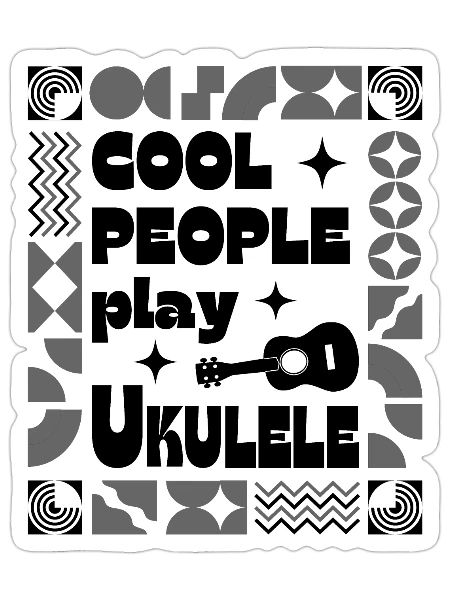 Cool people play Ukulele black - Sticker - white matte - Front