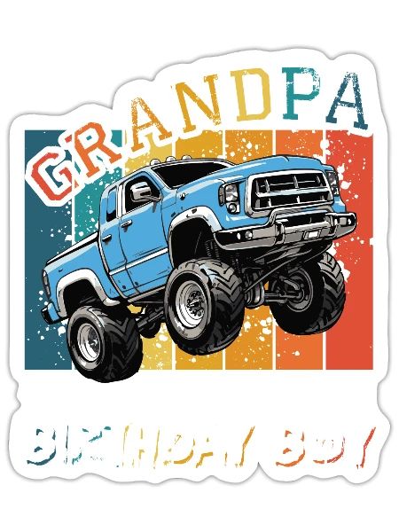 Grandpa of the Birthday Boy Monster Truck Party - Sticker - white matte - Front