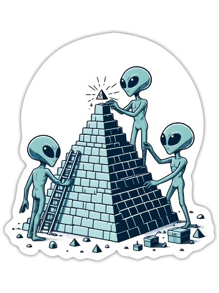 Aliens building a Pyramid - Sticker - white matte - Front