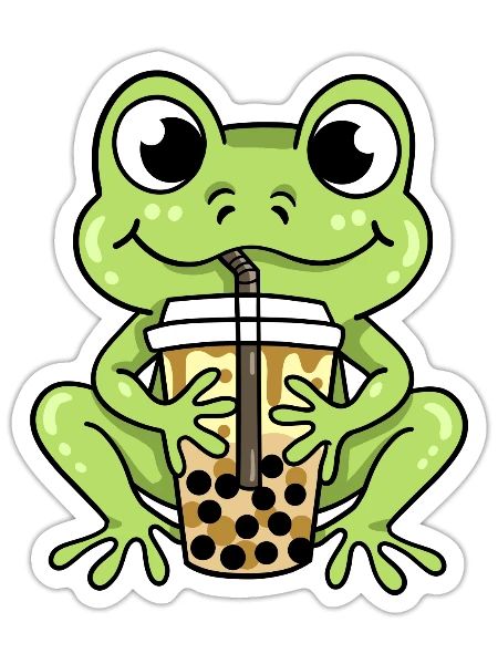 Frog Bubble Tea - Sticker - white matte - Front