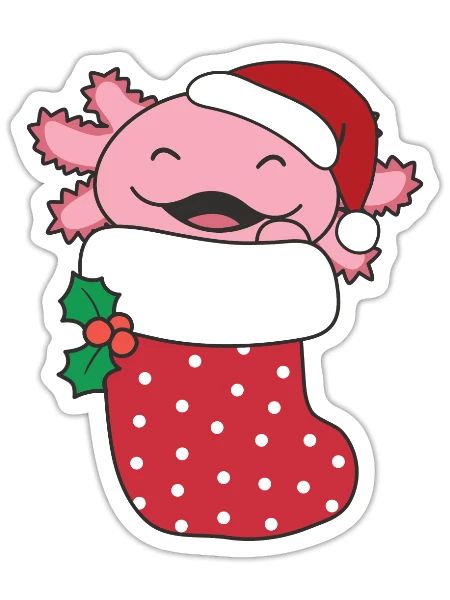 Axolotl Christmas Sock Winter Animals Axolotl - Sticker - white matte - Front