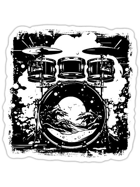 Trap Set Drawing - Sticker - white matte - Front