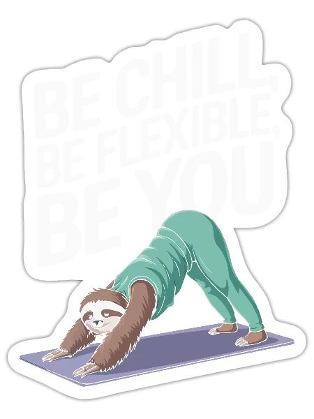 Lazy Sloth Yoga Zen Meditation Yoga Instructor - Sticker - white matte - Front