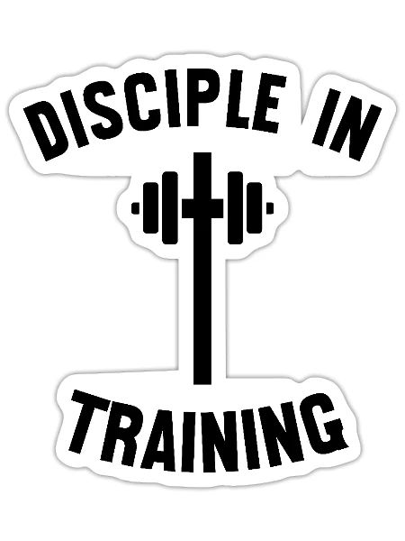 Disciple in training barbell Christian - Sticker - white matte - Front