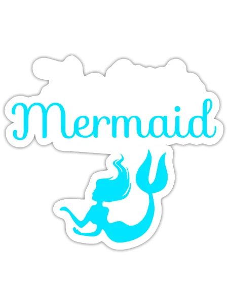 Little Mermaid Silhouette Neon Blue - Sticker - white matte - Front