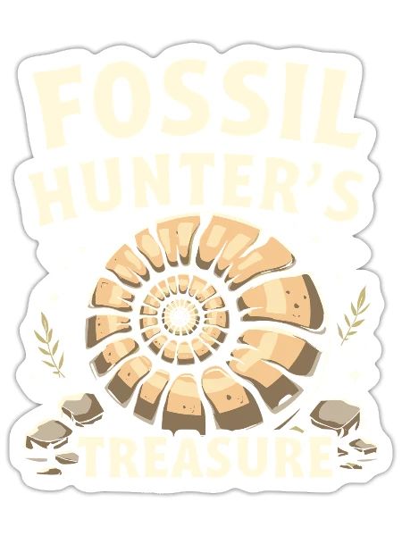 Fossilized Ammonite Collector Prehistoric Fossil - Sticker - white matte - Front