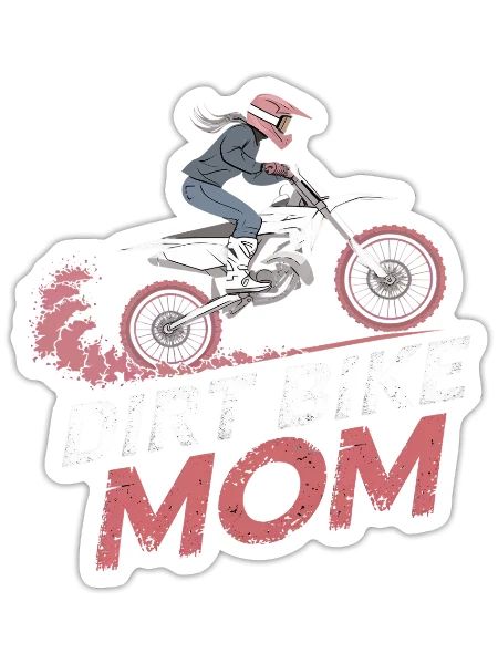 Dirt Bike Maman Conduite de Dirt Bike - Sticker - blanc mat - Devant