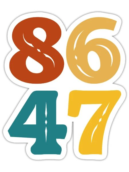 8647 Anti Trump 80s Rock Style Retro Vintage - Sticker - white matte - Front