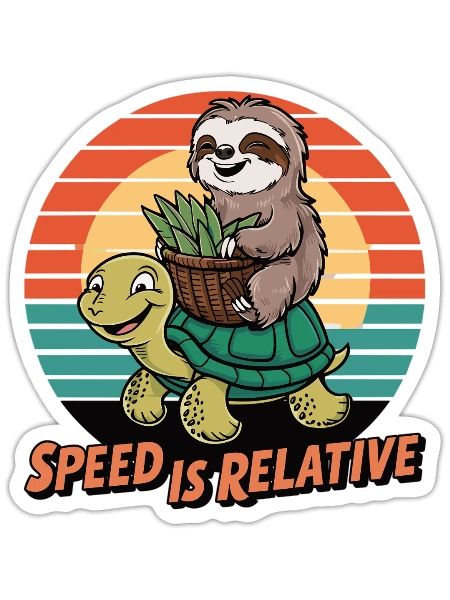Speed Is Relative – Sloth Design - Sticker - white matte - Front