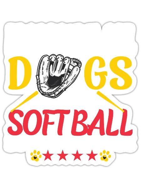Dogs And Softball Funny Softball - Sticker - white matte - Front