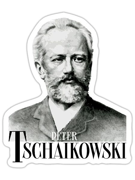 Peter Tchaikovsky - Composer Classical Music - Sticker - white matte - Front