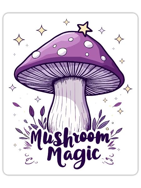 Mushroom Magic - Mystical mushroom - Sticker - white matte - Front