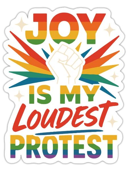 Queer Pride Queer Joy LGBTQ+ Affirmation Trans - Sticker - white matte - Front