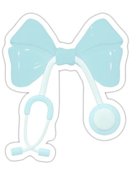 Medical Stethoscope with Bow Accent - Sticker - white matte - Front