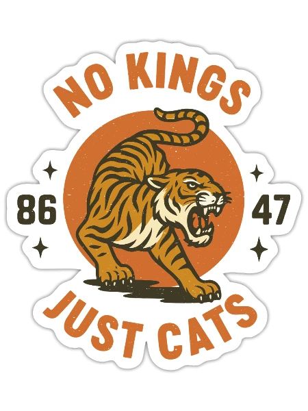 No Kings Just Cats 8647 Anti Fascist - Sticker - white matte - Front