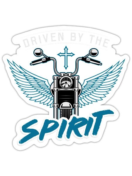 Driven by the Spirit Motorcycle Wings Design - Sticker - white matte - Front