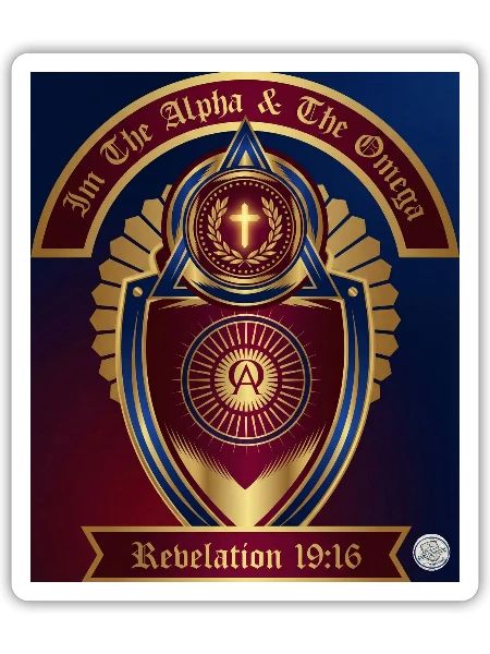 Alpha & Omega Crest Shield - Sticker - white matte - Front