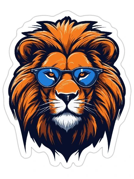 Bold Lion Sunglasses Graphic Tee - Sticker - white matte - Front