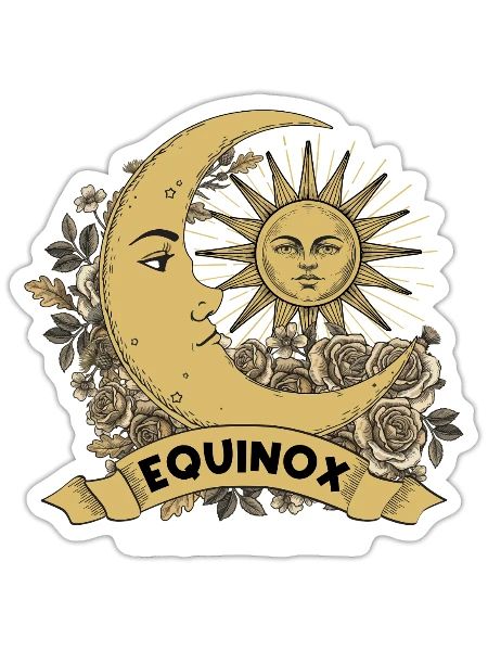 Equinox Moon Sun Floral Emblem - Sticker - white matte - Front